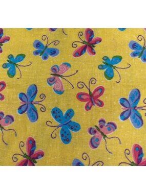Butterfly Pattern Cotton Fat Quarter Fabric 18"x22" Yellow Pink Blue Crafts